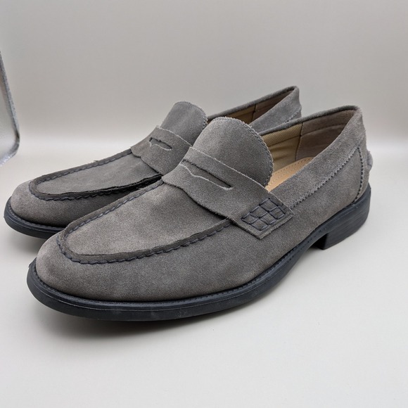 Hush Puppies Mens Grey Charcoal Suede Slide On Penny Loafer Size 9 - Picture 3 of 8